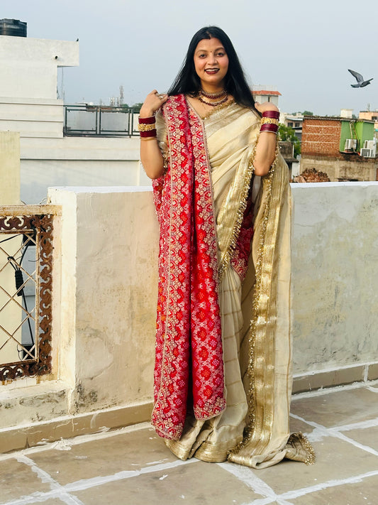Golden Maharani Chunni Saree